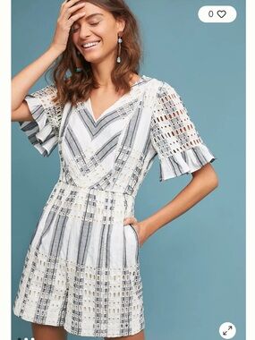 Anthro Ettwa Striped Romper